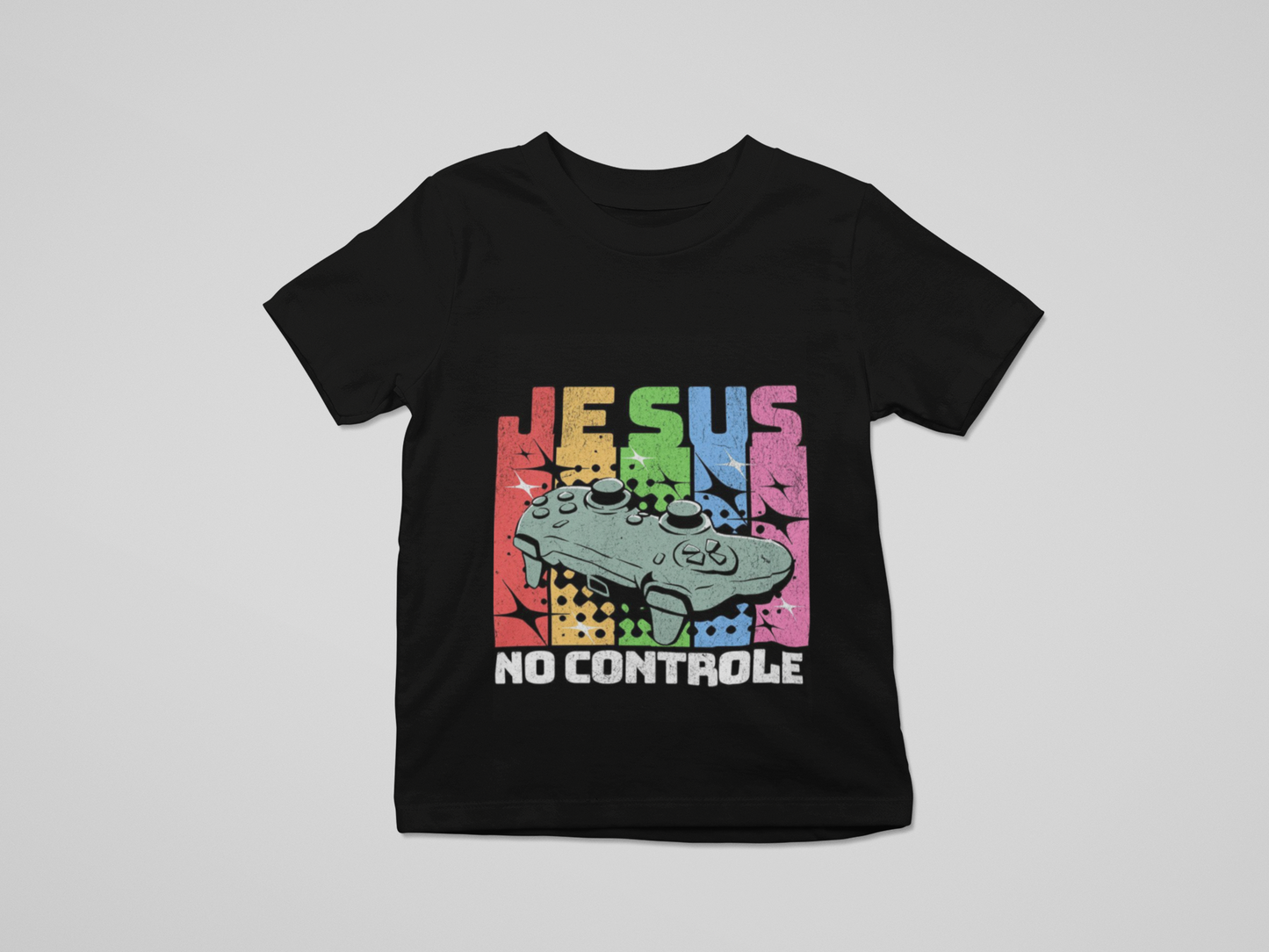 Camiseta Infantil Jesus no controle